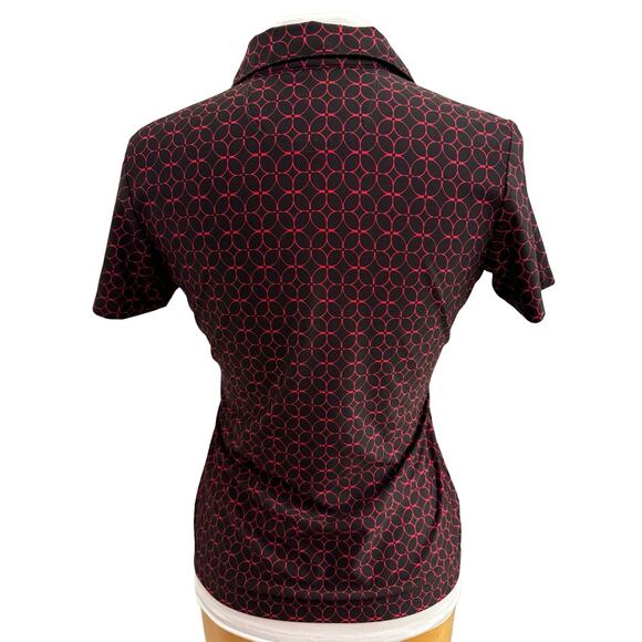 Greg Norman Women's Short Sleeve Red Patterned Button Neck Golf Shirt S/P - Picture 6 of 6